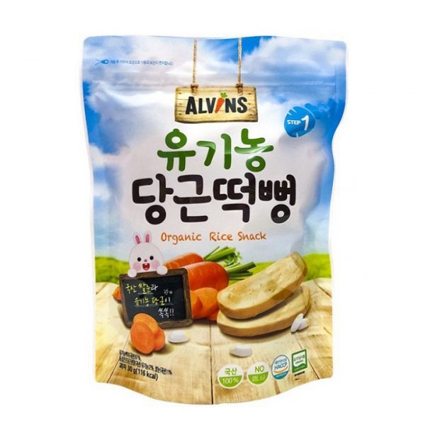 Bánh gạo ăn dặm hữu cơ vị cà rốt Alvins 30g